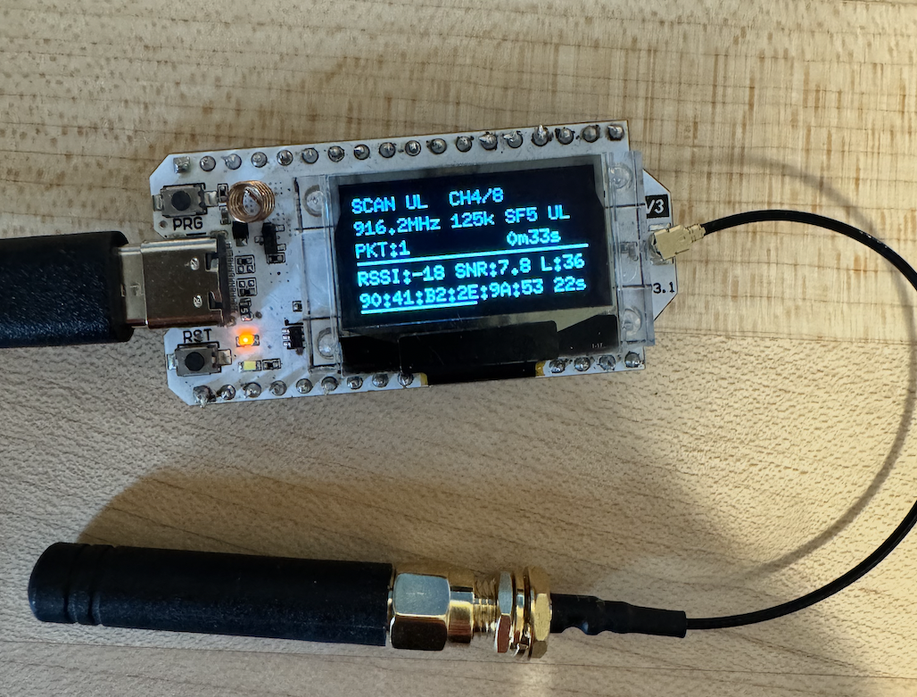 Heltec v3 board listening for packets